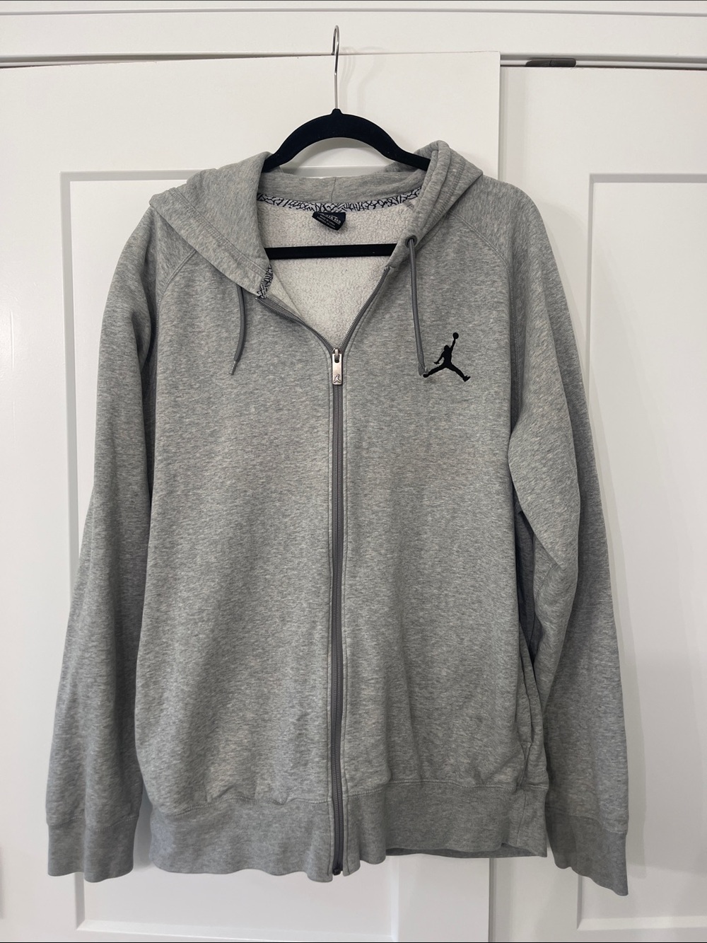 Jordan Gray Full-Zip Hooded Sweatshirt with Black Jumpman